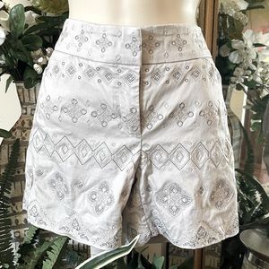 WHBM Silver Grey Embroidered Shorts